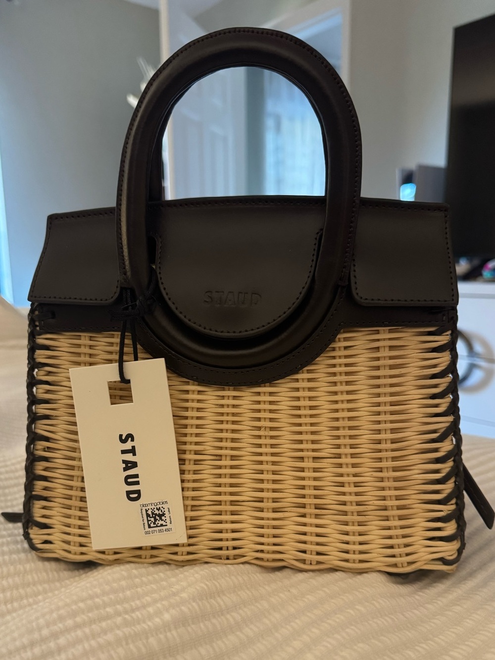 Staud Maude Wicker Carryall - Espresso Brown - Picture 7 of 8